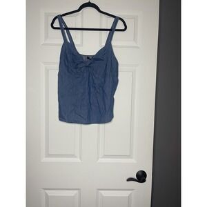 active USA Chambray Bow Tie Front Tank Top large NWT